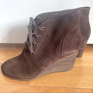 Lucky suede wedge ankle booties